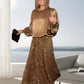 💖Limited Time Holiday Sale 49% off💖Women's Long Sleeve Top & Sequin Maxi Skirt Two-Piece Set