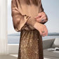 💖Limited Time Holiday Sale 49% off💖Women's Long Sleeve Top & Sequin Maxi Skirt Two-Piece Set