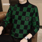 Men‘s Checkered Printed Mock Neck Thickened Pullover Sweater
