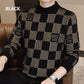 Men‘s Checkered Printed Mock Neck Thickened Pullover Sweater