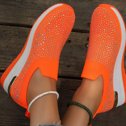 Rhinestone Slip-on Casual Mesh Fabric Sneakers For Women