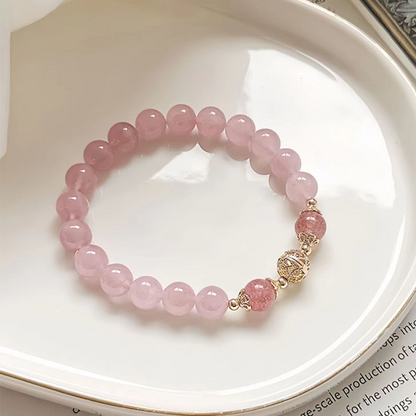 Women’s Elegant Pink Synthetic Crystal Beaded Bracelet