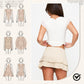 Chic White Square-Neck Top with Adjustable Waist