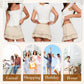 Chic White Square-Neck Top with Adjustable Waist