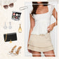 Chic White Square-Neck Top with Adjustable Waist